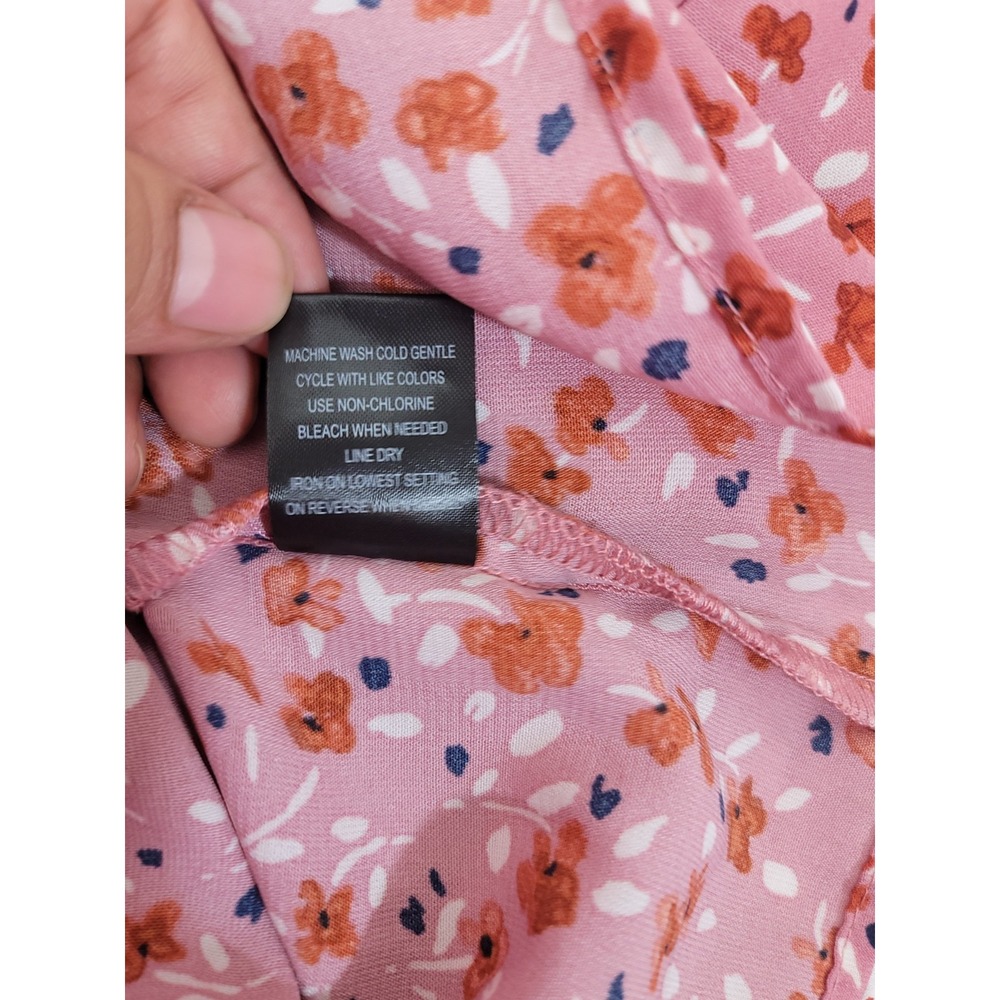 Trixxi Sz XL pink ditsy floral print puff sleeve Smocked mini dress Junior's - Picture 12 of 16